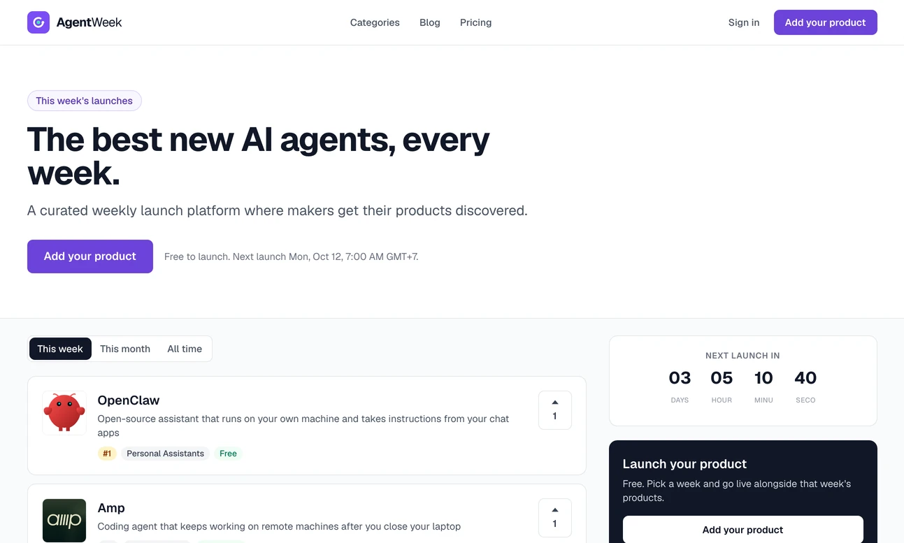 The home page of agentweek.io